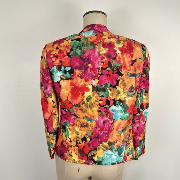 Kasper Separates Womens Size 6 Career Bright Colorful Floral Blazer Jacket - Picture 5 of 8